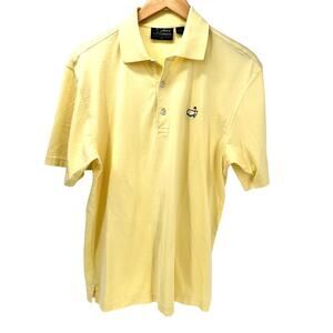 Masters Polo Shirt Mens Medium Yellow Amen Corner Augusta Golf Short Sleeve
